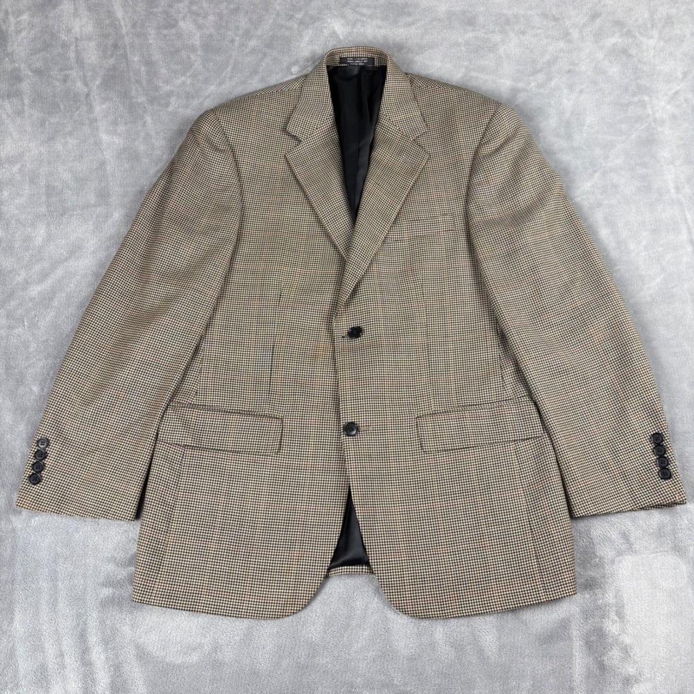Gianfranco Ruffini Mens‎ 38S Wool Blazer Houndstooth Windowpane Sport Coat Tan